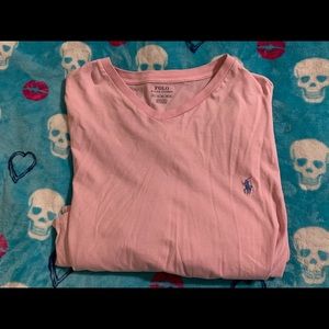 Mens 3xlt light pink v neck tshirt